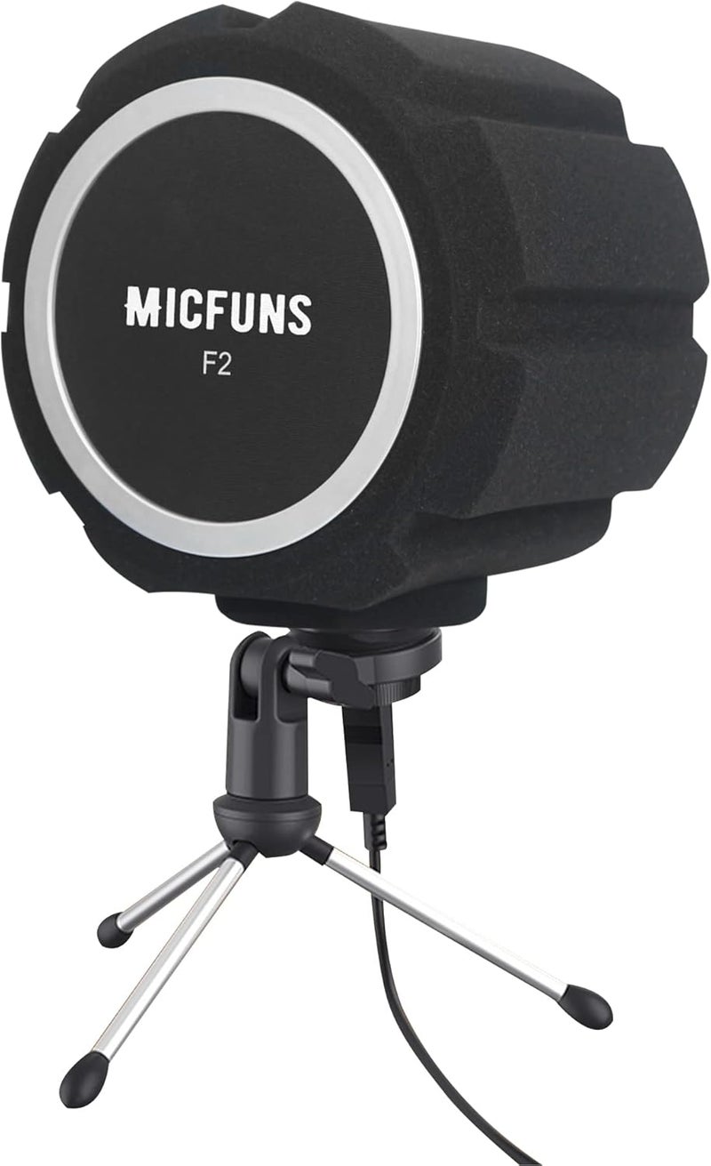 micfuns F2 Professional Microphone Windscreens Pop Filter, Acoustic Filter for 45mm-60mm Recording Studios Microphones, Sound-Absorbing Foam That Reduces Noise and Reflections(Black - Image 1